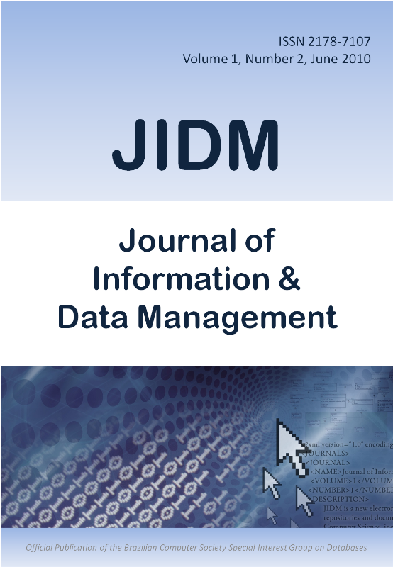 					View Vol. 1 No. 2 (2010): Journal of Information and Data Management
				