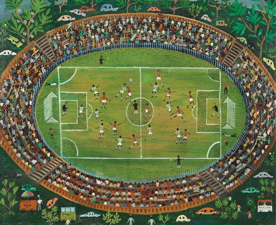 Rosina Becker do Valle (Brasil/RJ) Jogo de futebol, 1969, óleo sobre tela, 60 x 73cm. Coleção Maurício do Valle, Rio de Janeiro. In: Universo do futebol, de R. DaMatta, 1982, p. 28.